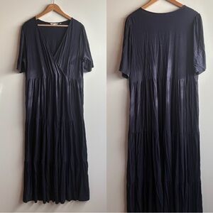 Boden Cotton Tiered Maxi Dress Navy 14R
